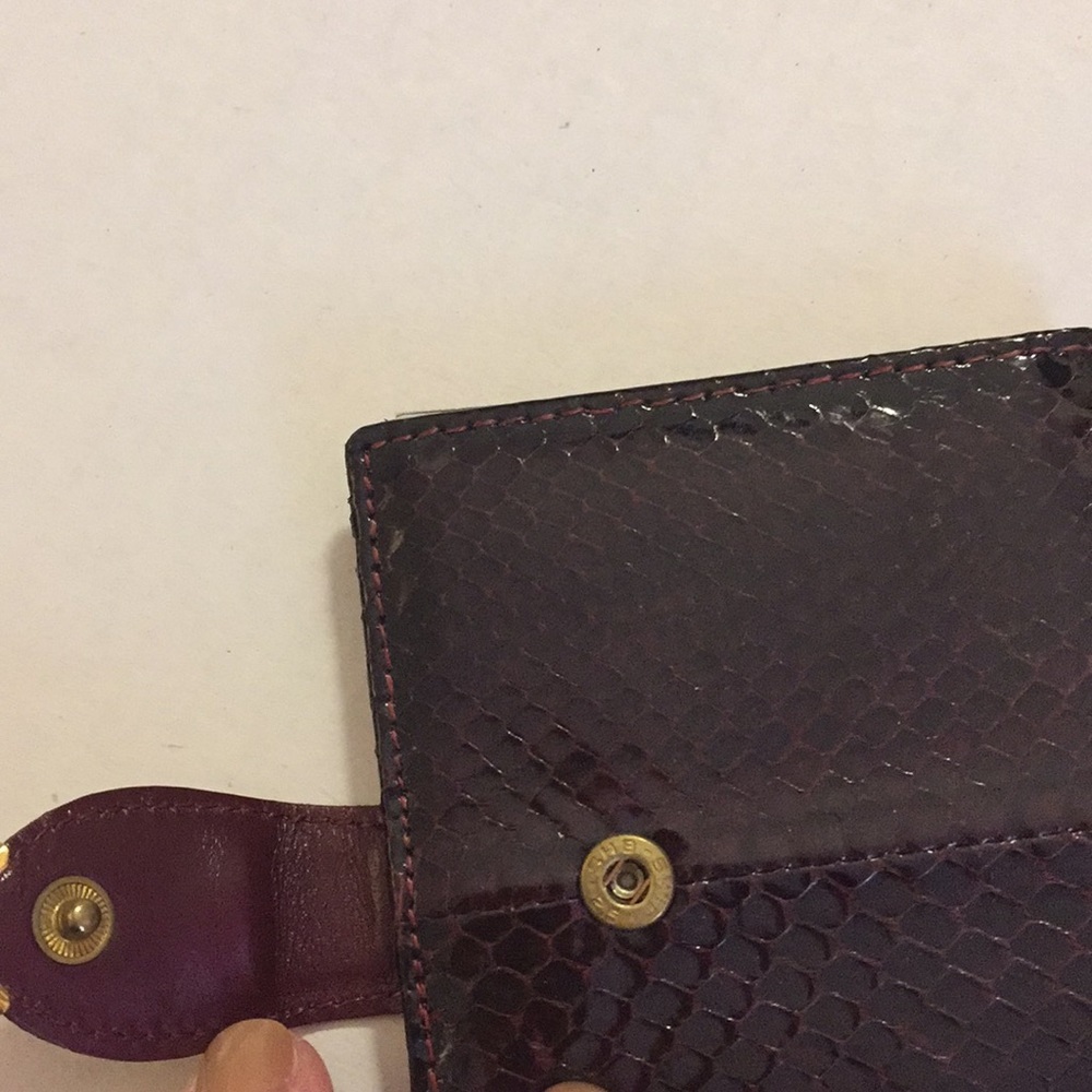 Vintage Snakeskin Card Holder NWT Burgundy Leather Wallet ID Picture Organizer - Picture 7 of 9